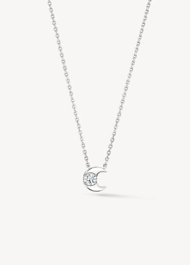 Charmed Half Moon 鑽石項鍊, 18K 白金 Charmed Half Moon 鑽石項鍊, 18K 白金, large