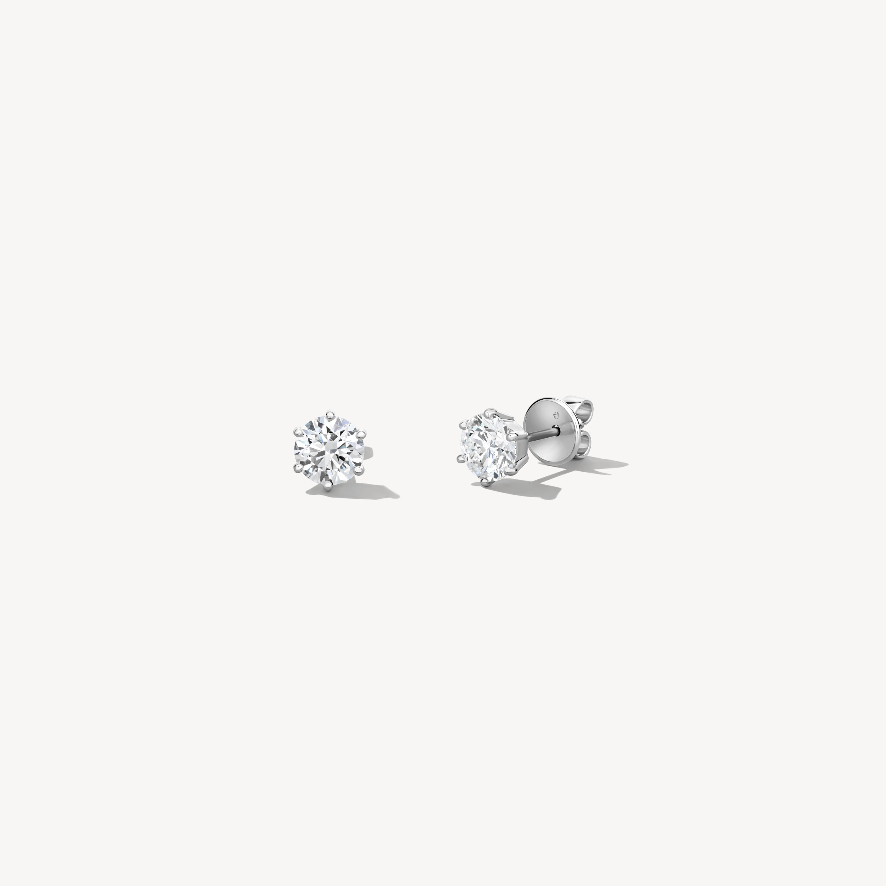 Basic 6-Prong Solitaire Earrings, 18K White Gold, large