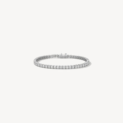 Basic 4-Prong Tennis Bracelet, 18K White Gold, large