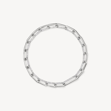 INSIDE/OUT Elongated Diamond Link Necklace, 18K White Gold, large