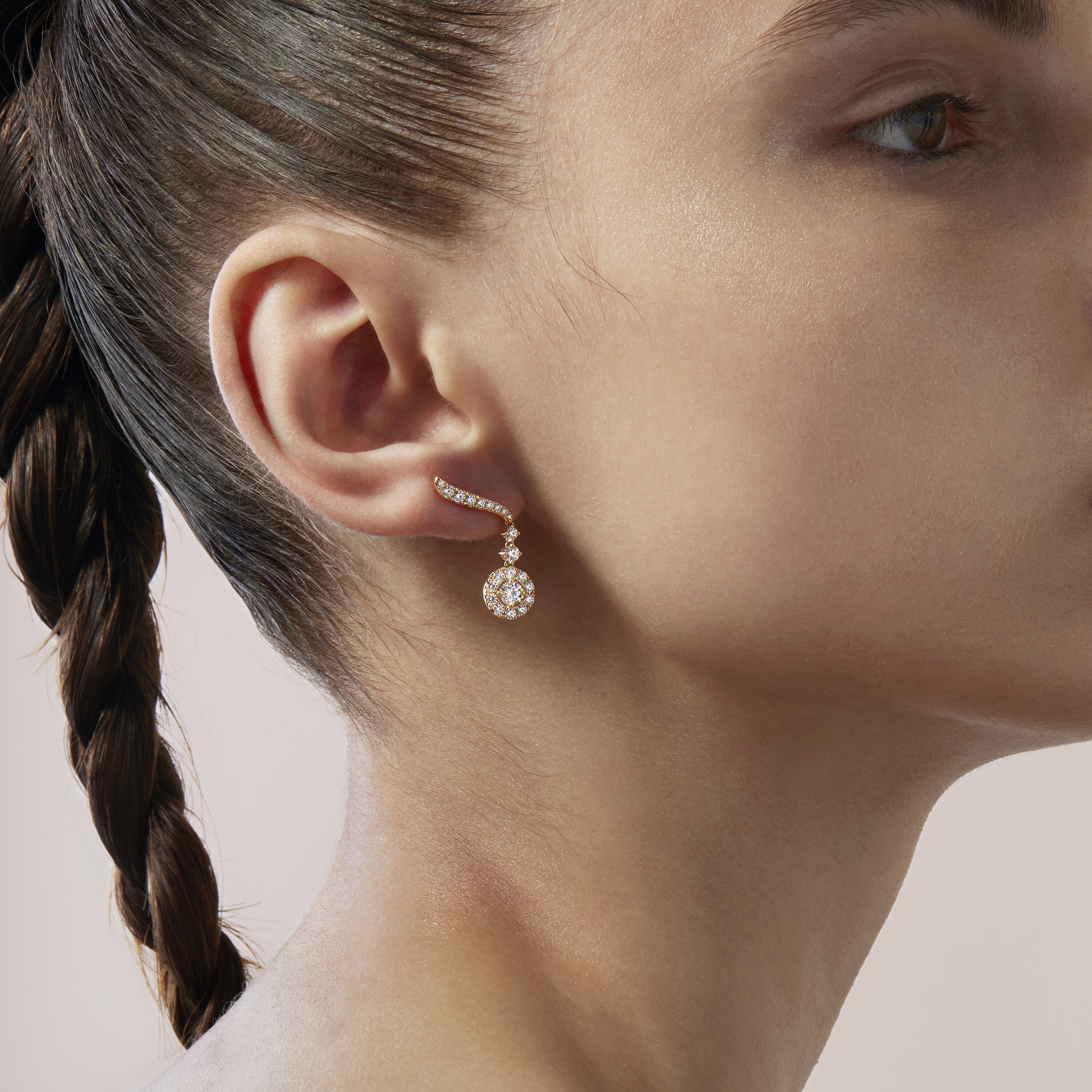 Vela 鑽石耳環, 18K 黄金, large