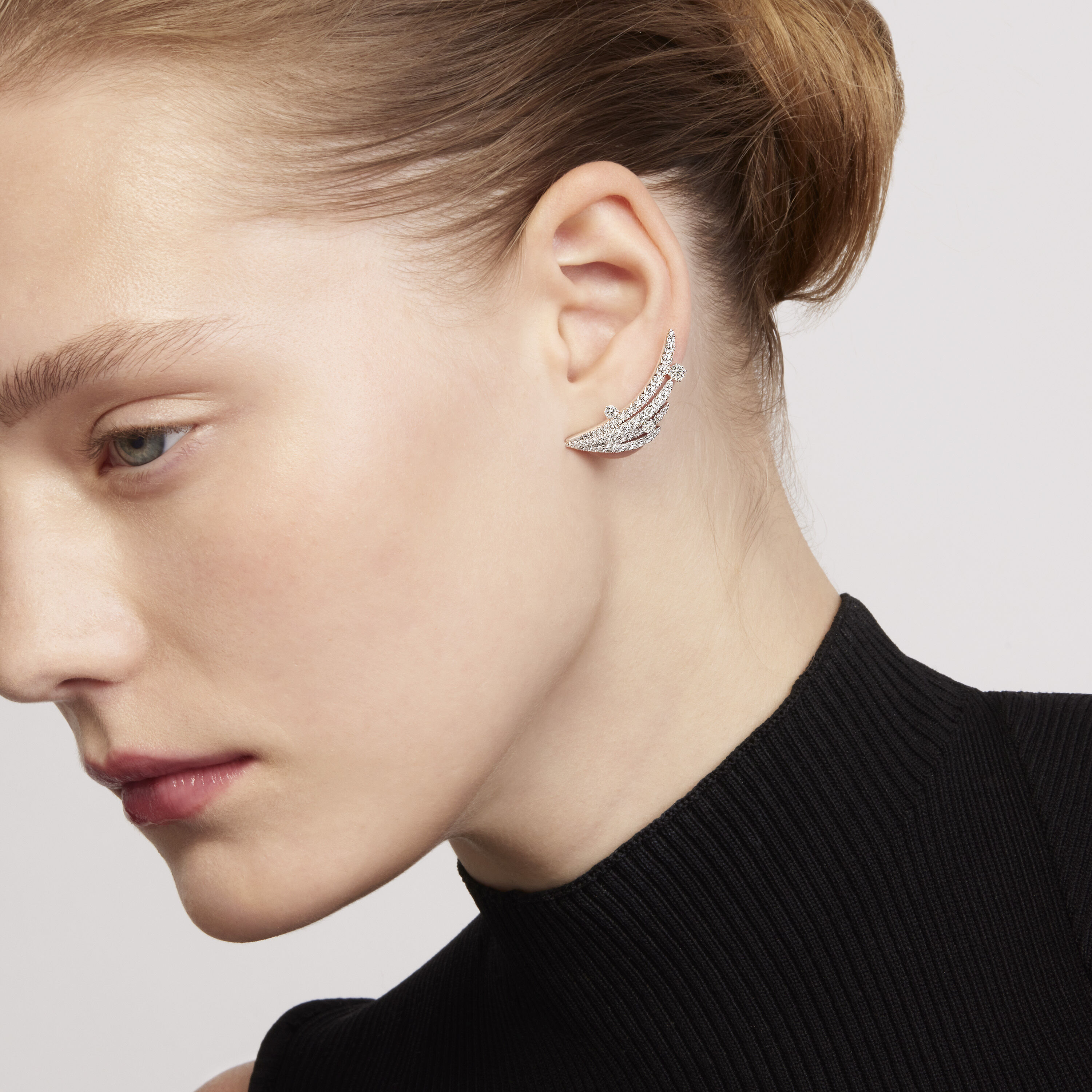 VELA 法式鑲嵌鑽石耳環, 18K 黄金, large