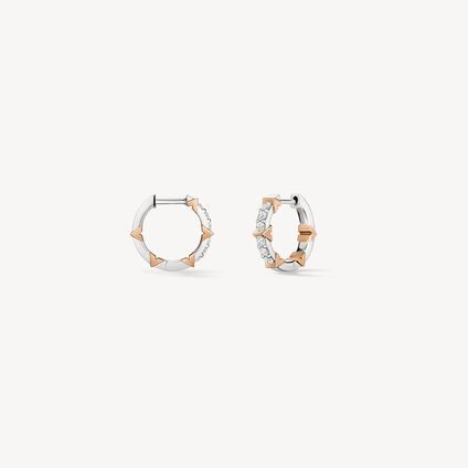 Copley Pav&eacute; Diamond Hoop Earrings, Small, 18K White gold and Rose gold, large