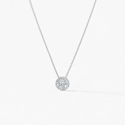 Tessa Circle 鑽石項鏈, 18K 白金, large