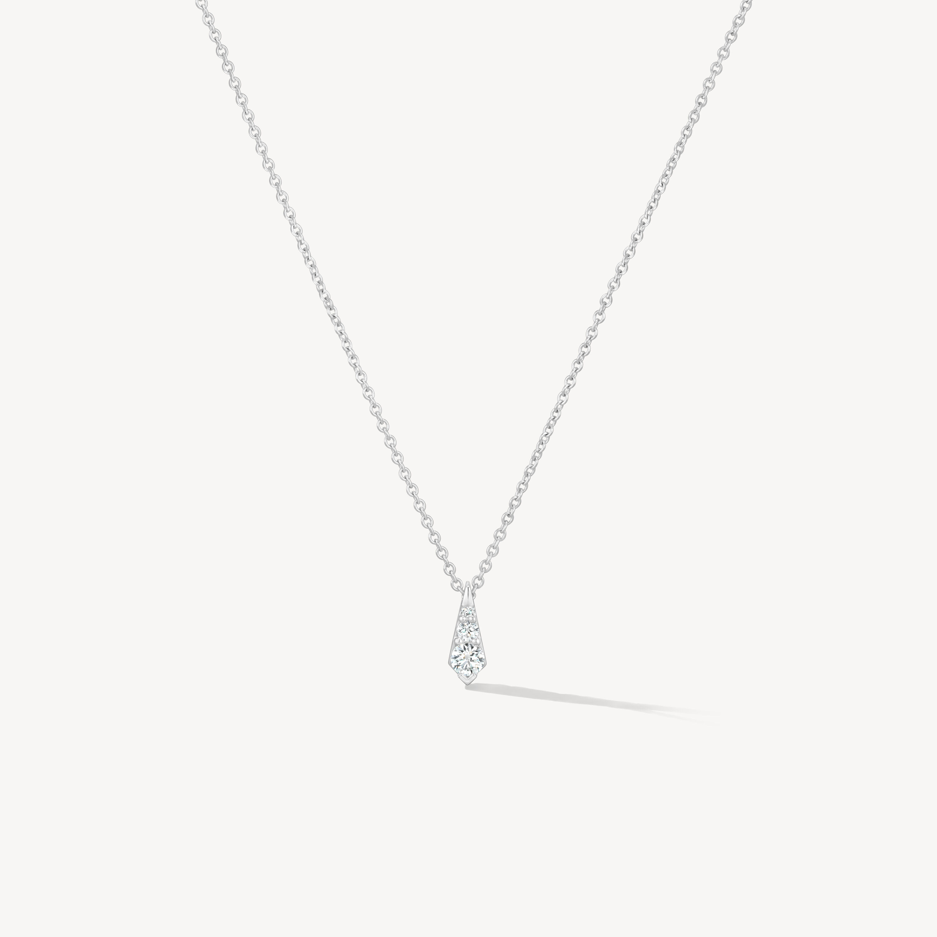 Triplicity Drop Pendant Necklace, 18K White Gold, large