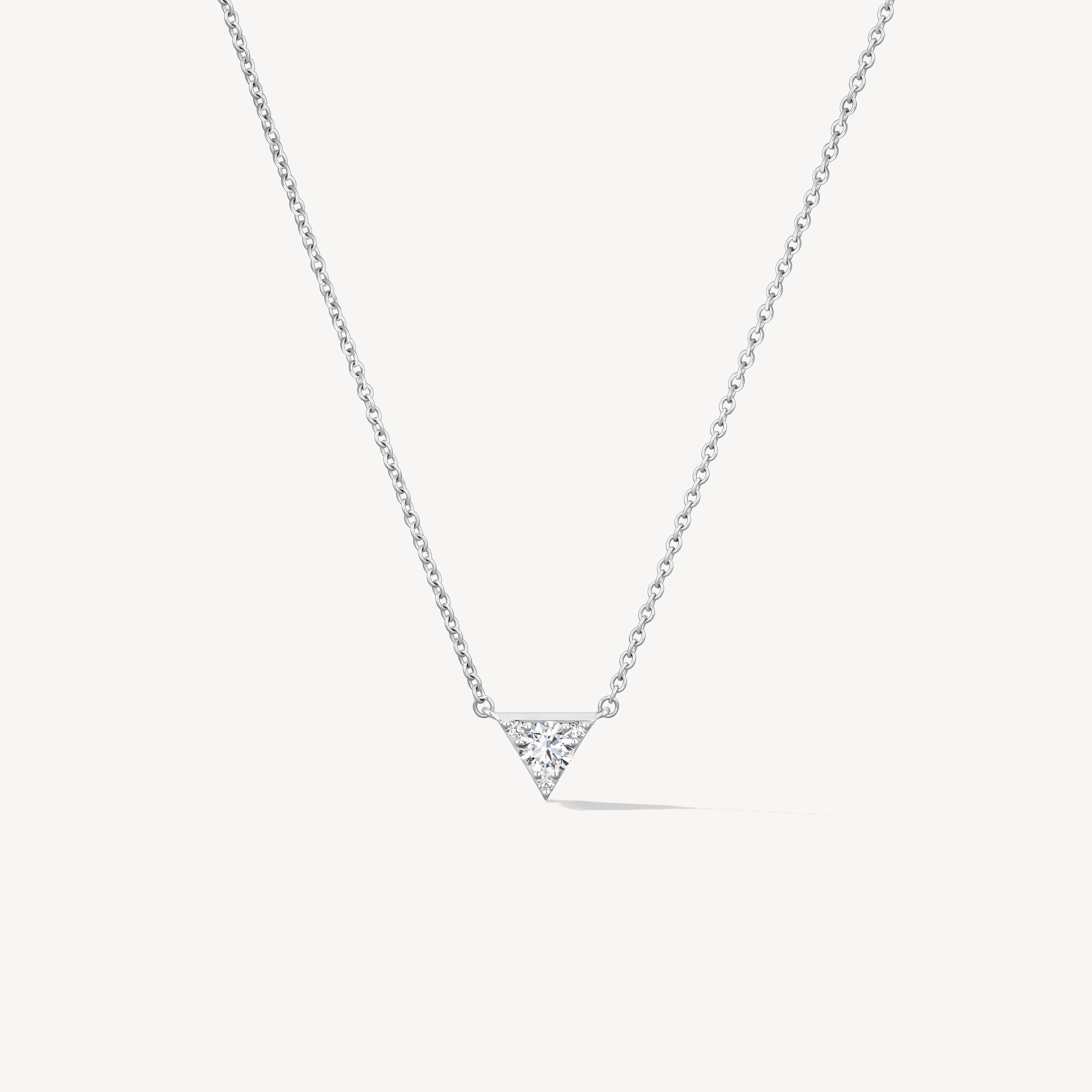 Triplicity Triangle Pendant Necklace, 18K White Gold, large