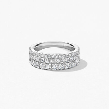 Grace Triple Row戒指, 18K 白金, large