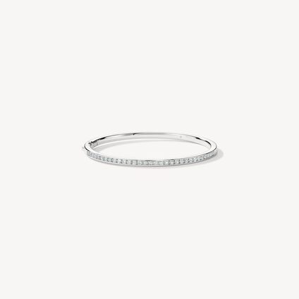 HOF Classic Channel Set Bangle, 18K White Gold, large