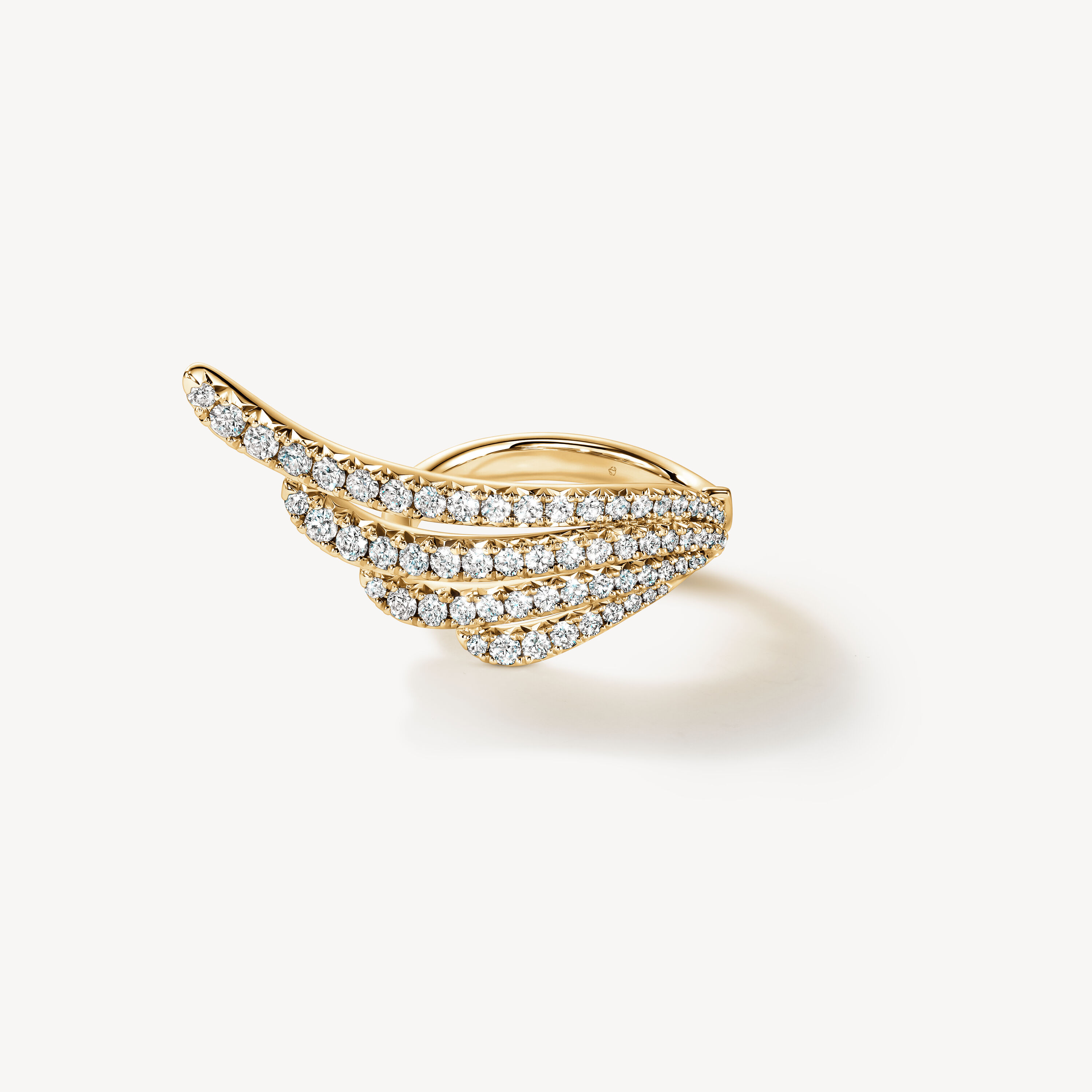 VELA French Cut Pav&eacute; Cocktail Ring, 18K Yellow Gold, large