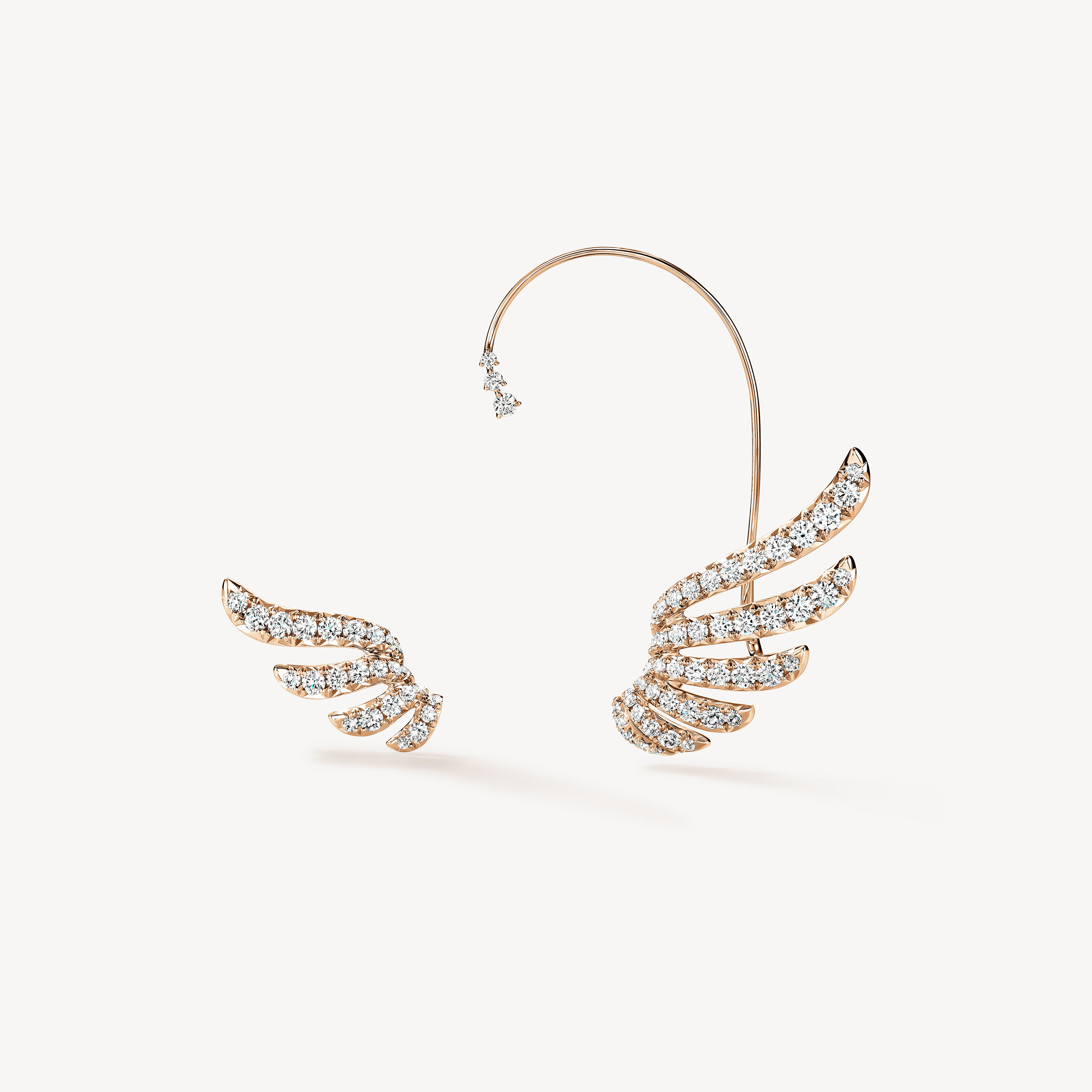 VELA 法式鑲嵌鑽石耳環, 18K 玫瑰金, large