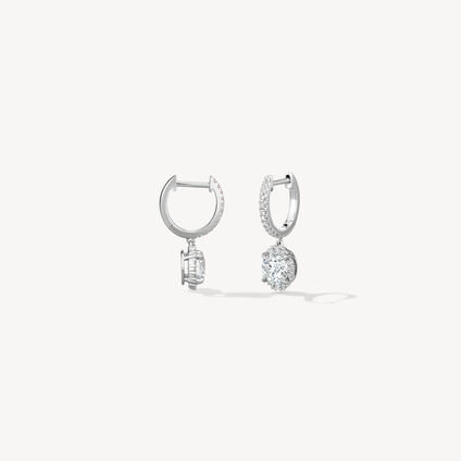 Ellipse Diamond Leaverback Earrings, 18K White Gold, large