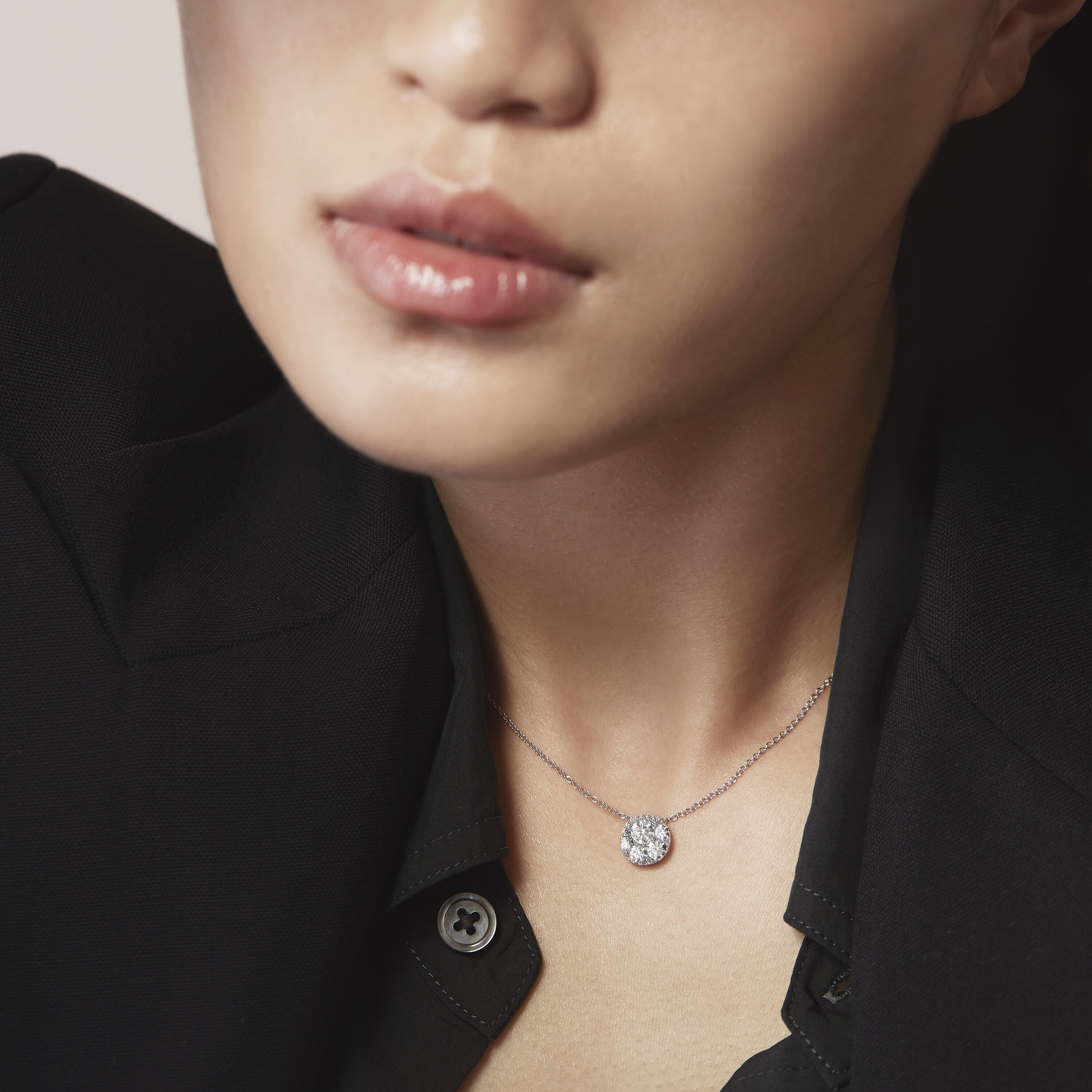 Tessa Circle 鑽石項鏈, 18K 玫瑰金, large