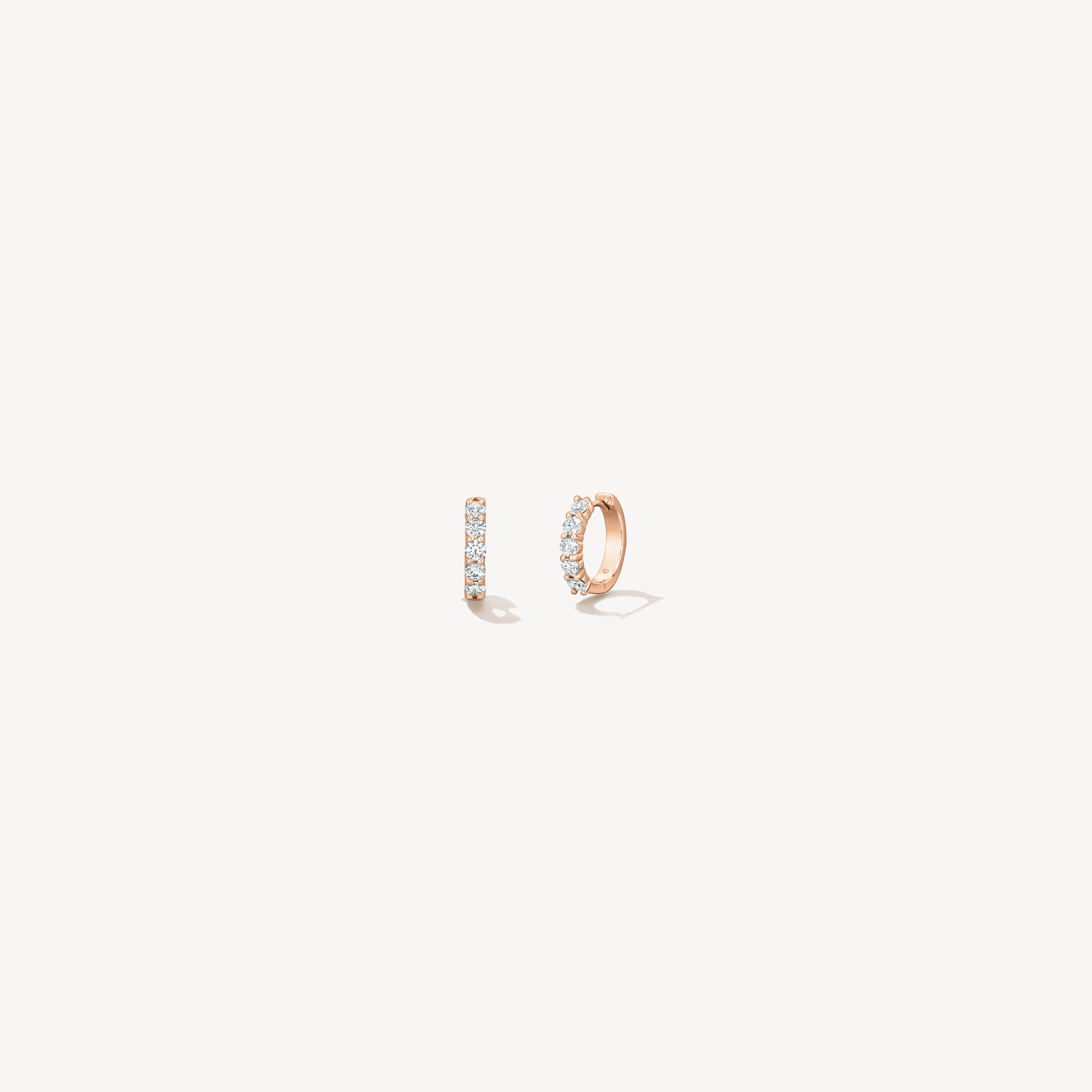 Small Mini Hoop Earrings, 18K Rose Gold, large