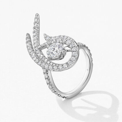Vela Twisted Cocktail 鑽石套戒, 18K 白金, large