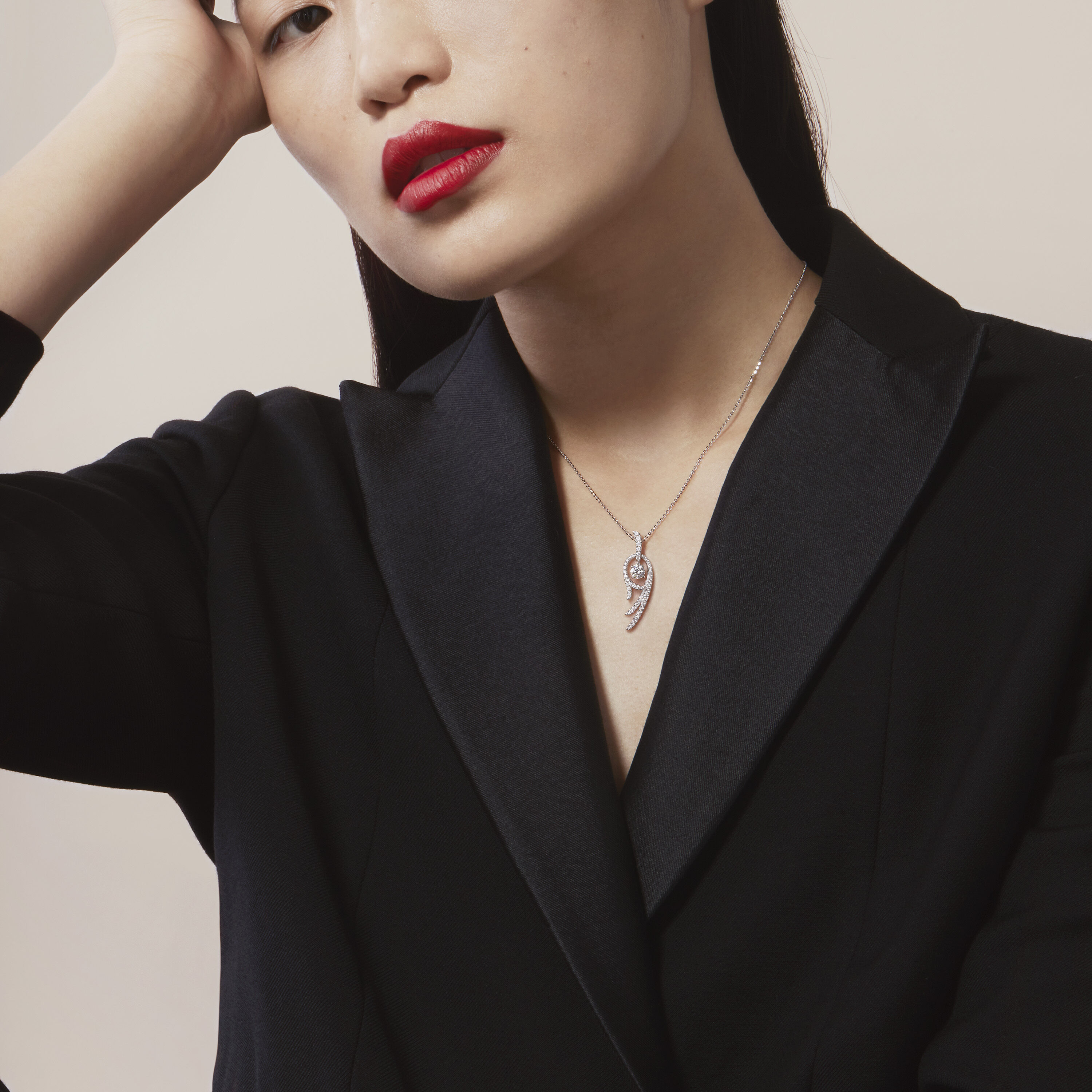 Vela Twisted鑽石項鍊, 18K 黄金, large