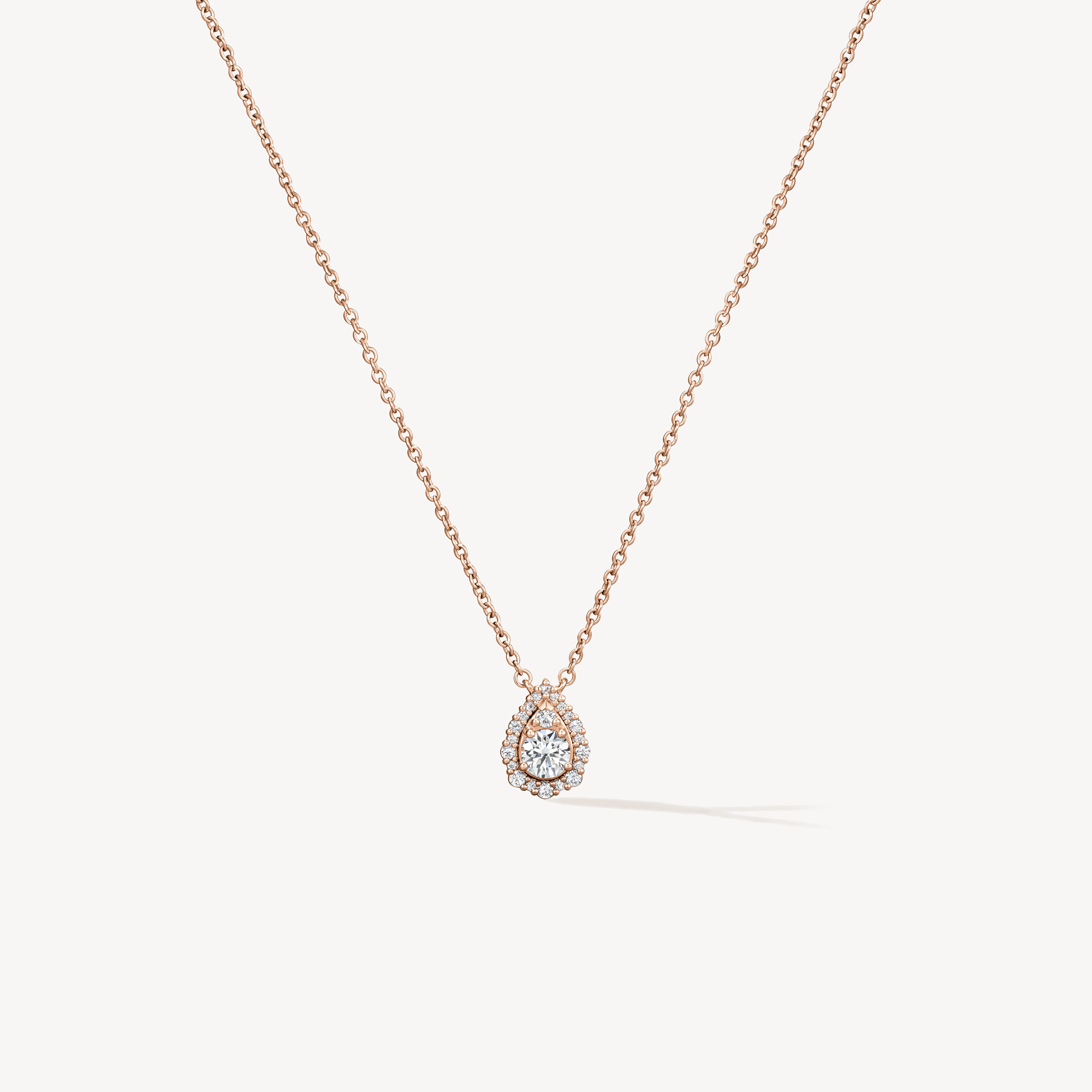 HOF Teardrop Halo Pendant Necklace, 18K Rose Gold, large