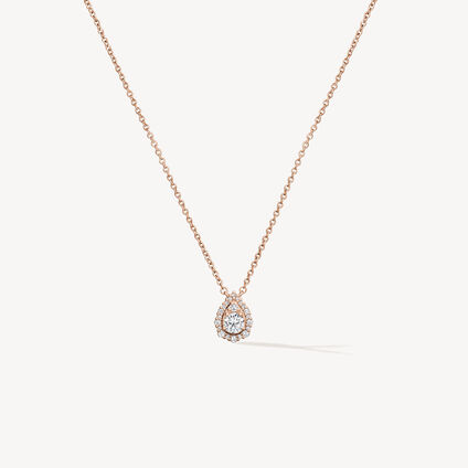 HOF Teardrop Halo Pendant Necklace, 18K Rose Gold, large