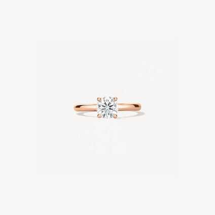 VELA Solitaire Ring With Diamond Gallery, 18K Rose Gold, large