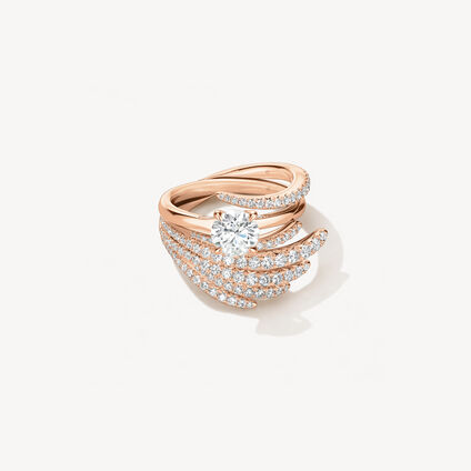 VELA Solitaire Ring With Diamond Gallery, 18K Rose Gold, large
