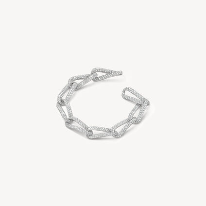 INSIDE/OUT Pav&eacute; Link Bracelet, 18K White Gold, large