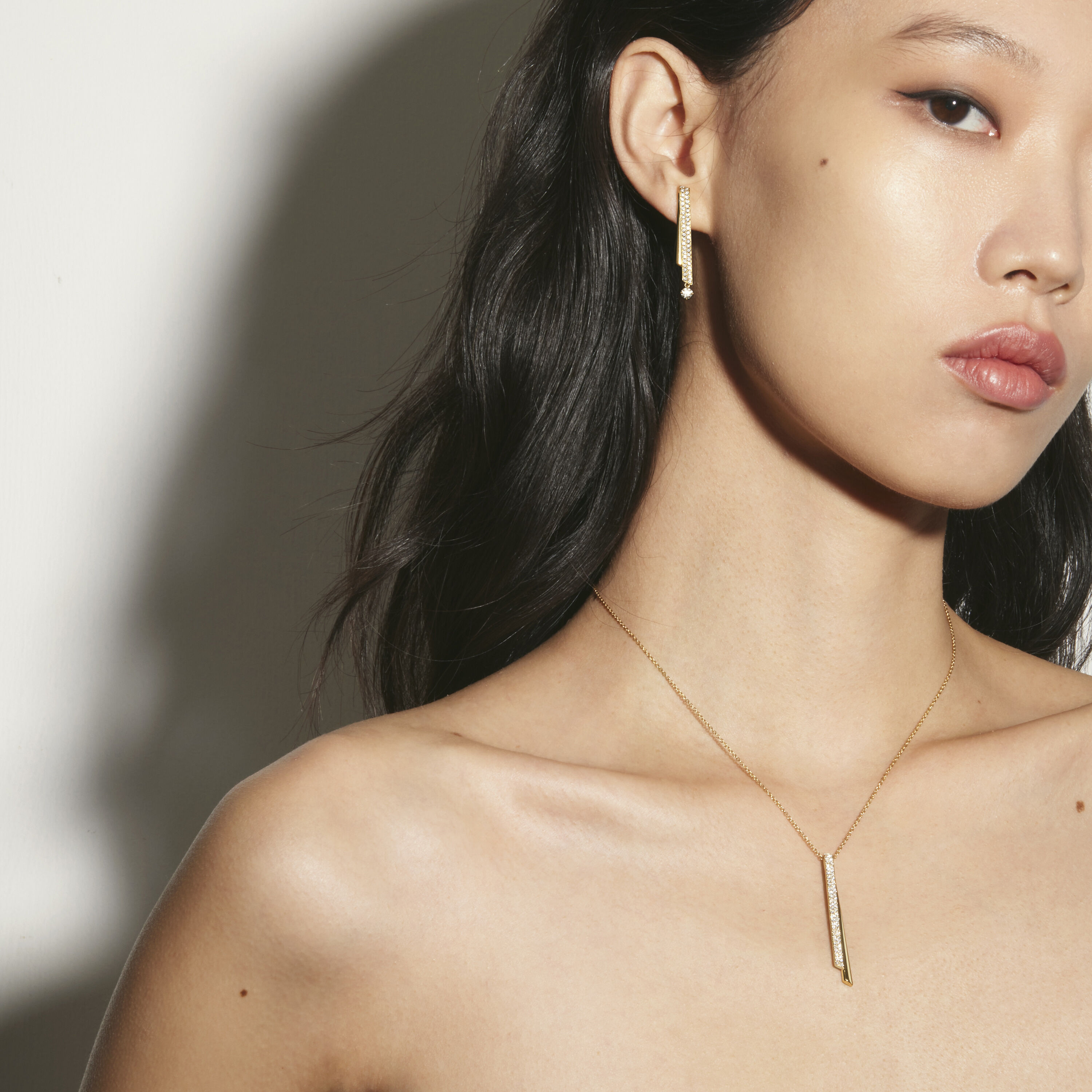 INSIDE/OUT Diamond Flip Drop Pendant Necklace, 18K Rose Gold, large