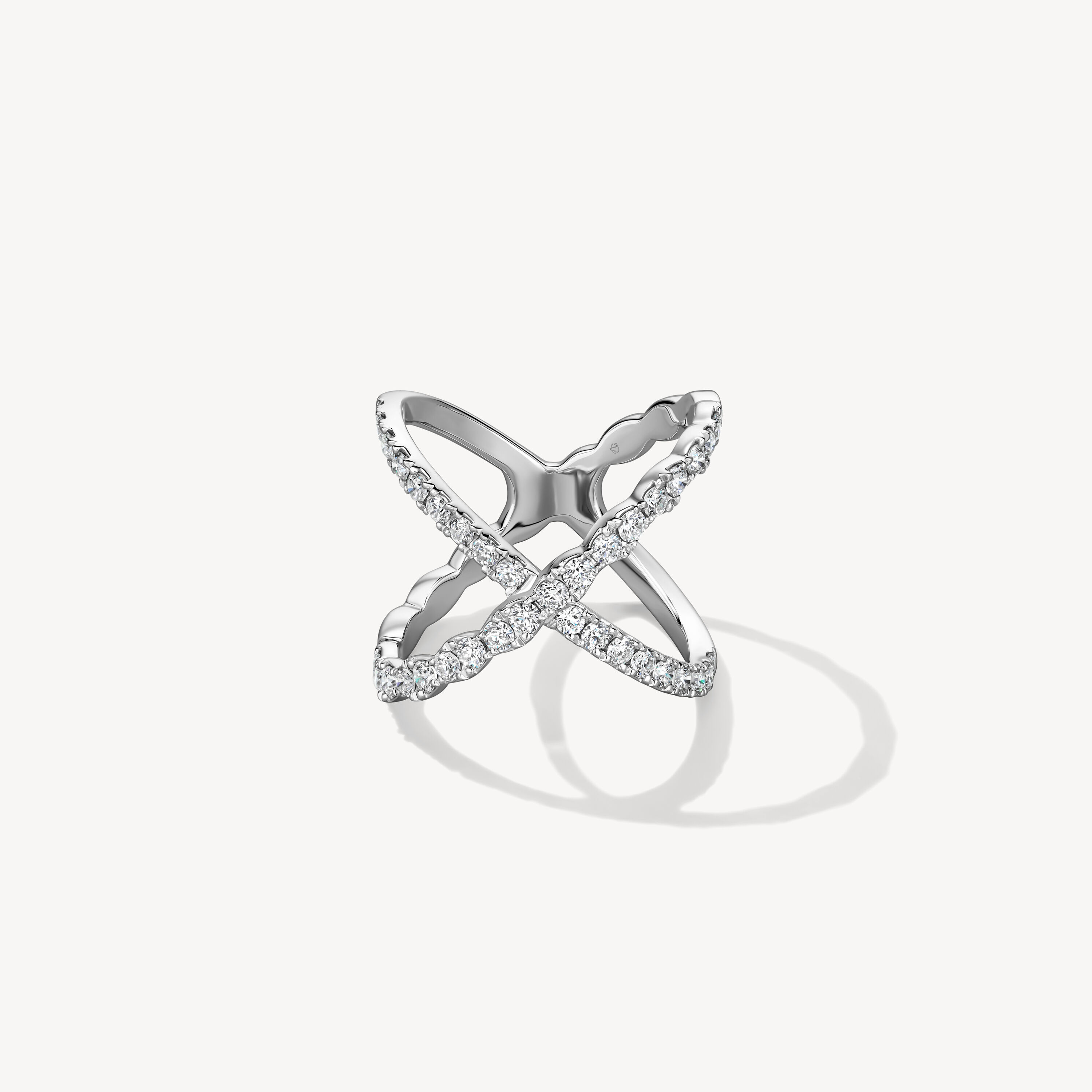 Lorelei Diamond Criss Cross Ring, 18K White Gold, large