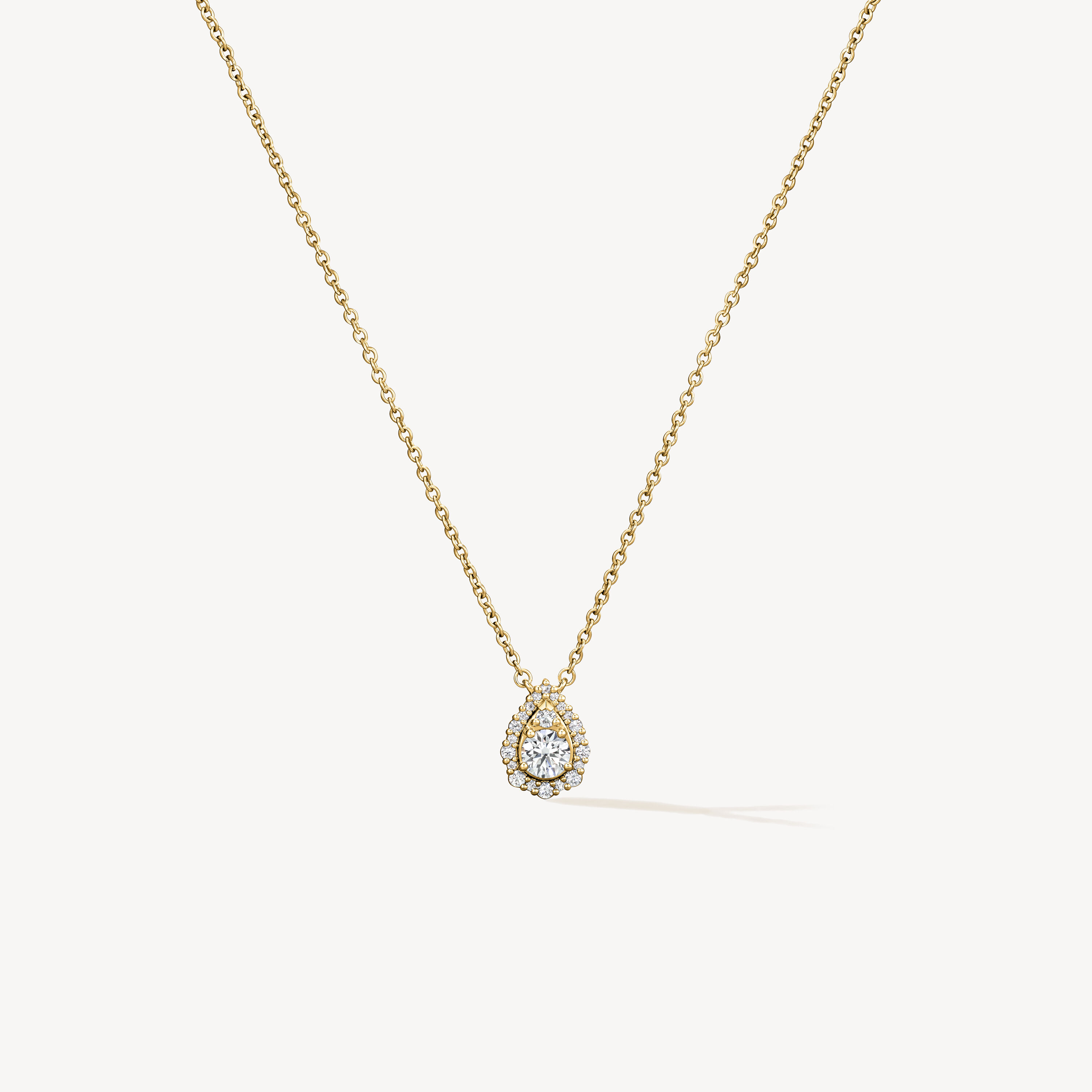 HOF Teardrop Halo Pendant Necklace, 18K Yellow Gold, large