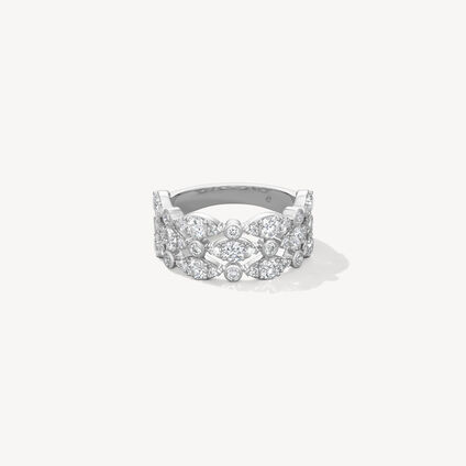 HOF Regal Bezel Triple Ring, 18K White Gold, large
