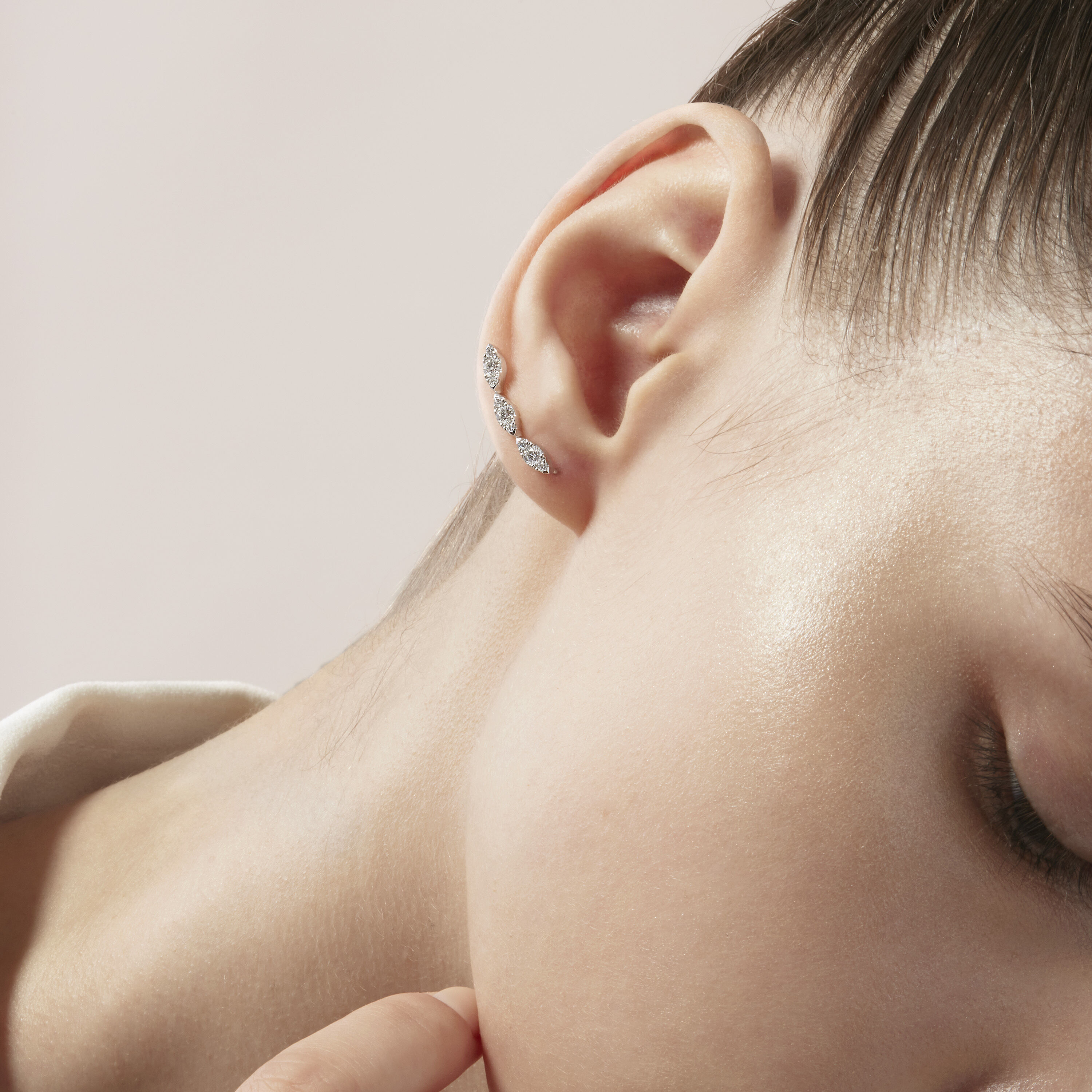 Aerial Marquise 鑽石耳環, 18K 玫瑰金, large