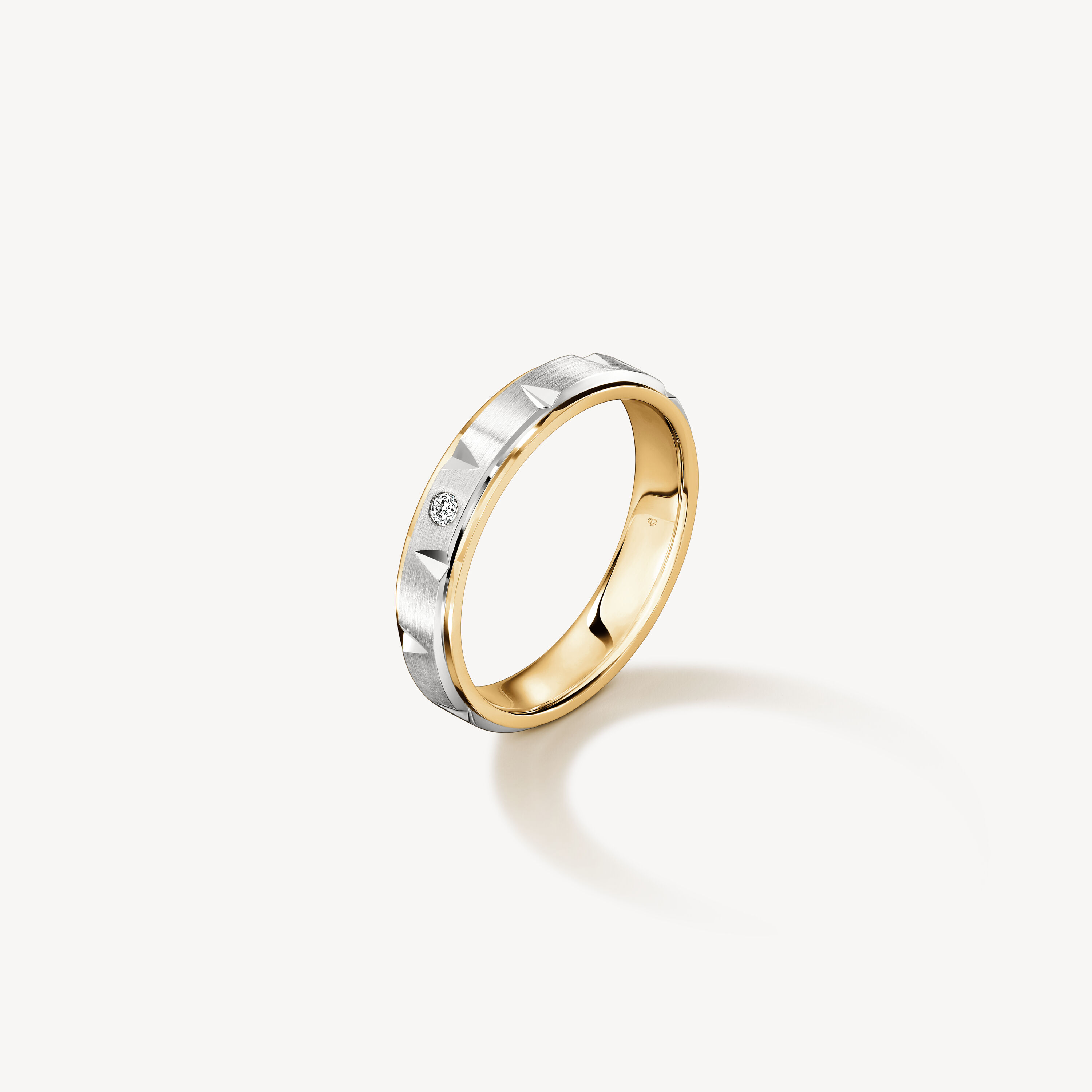 Love Chevron Wedding Band , Platinum and 18K Yellow Gold, large