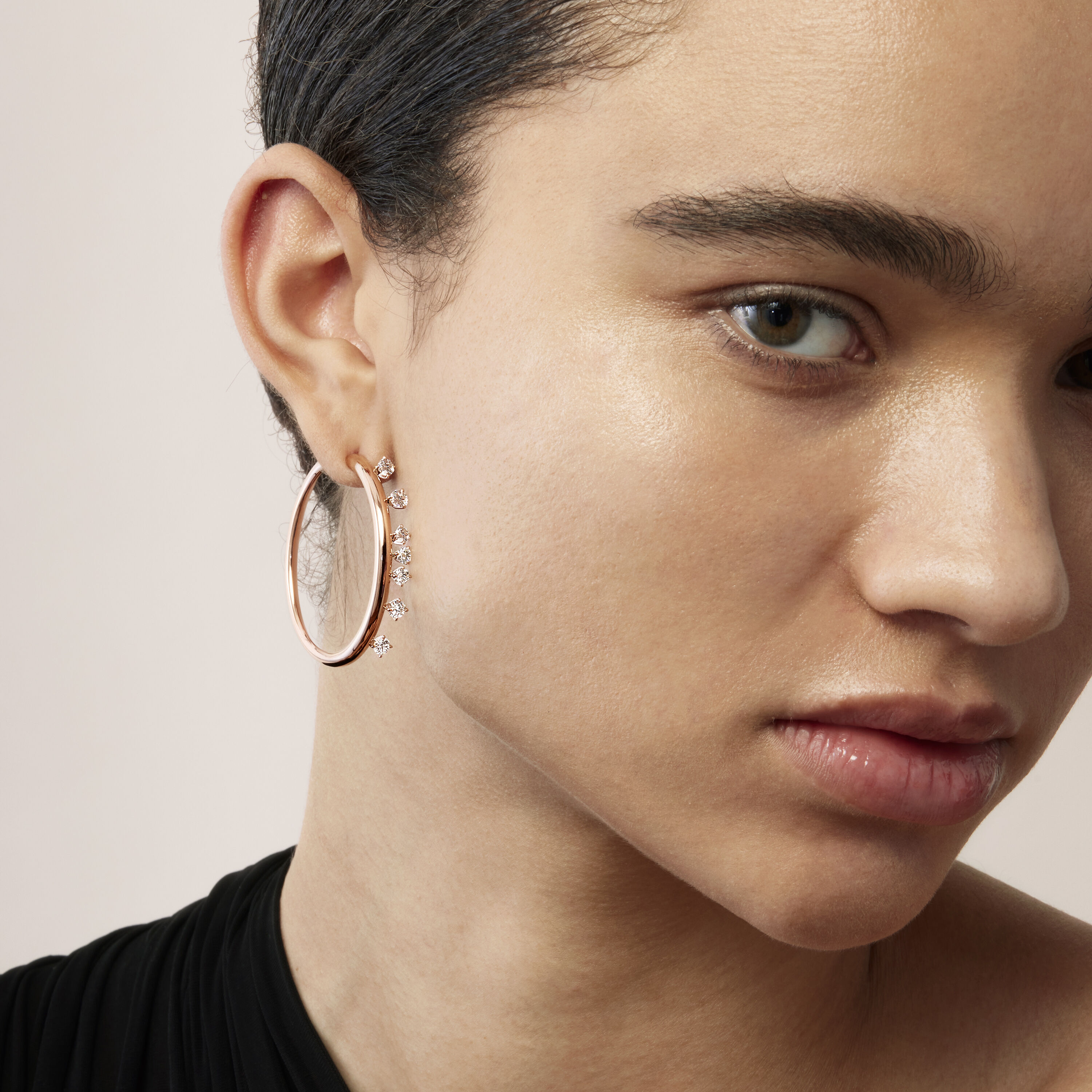 BARRE Floating 鑽石耳環 (中), 18K 黄金, large