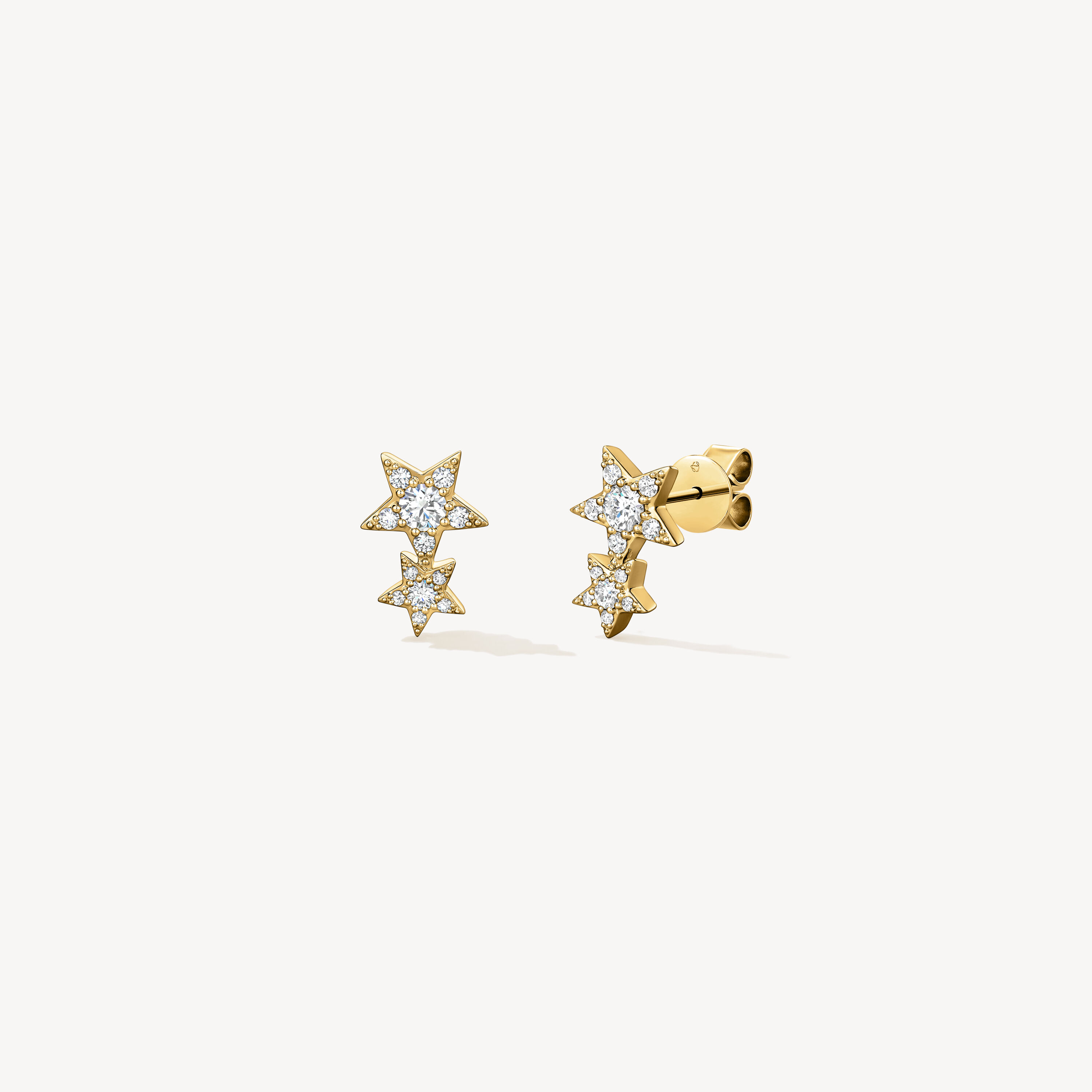 Illa Double Star Stud Earrings, 18K Yellow Gold, large