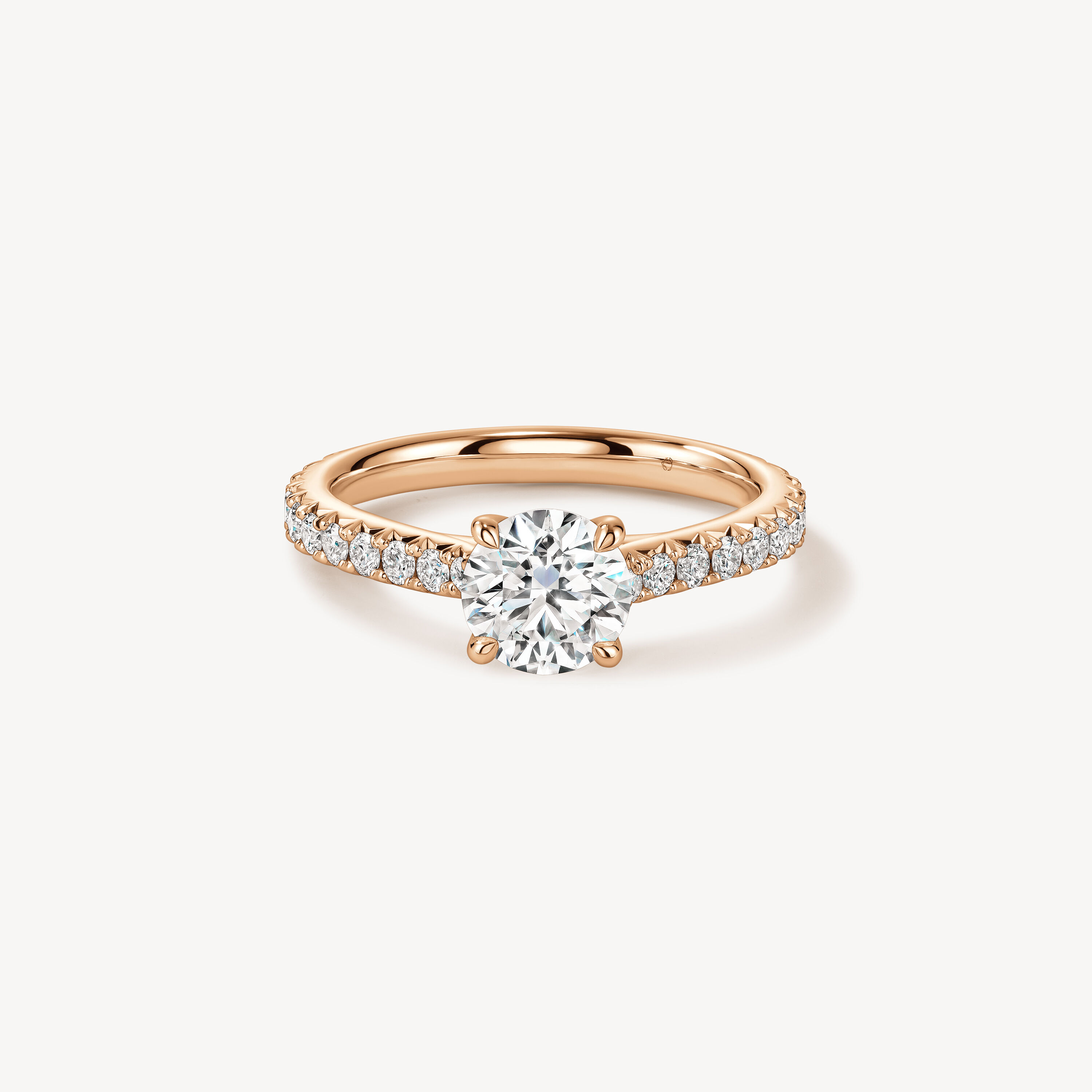 VELA Cathedral Solitaire Ring With Diamond Band, 18K Rose Gold, large