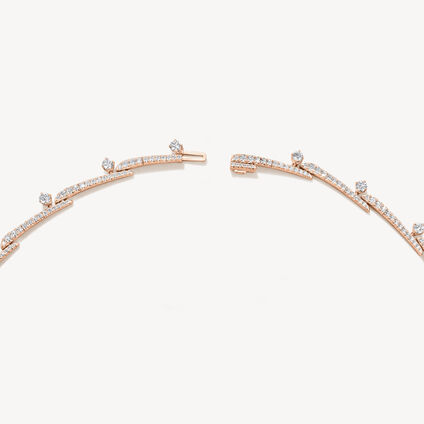 VELA Crossover French Cut Pav&eacute; Necklace, 18K Rose Gold, large