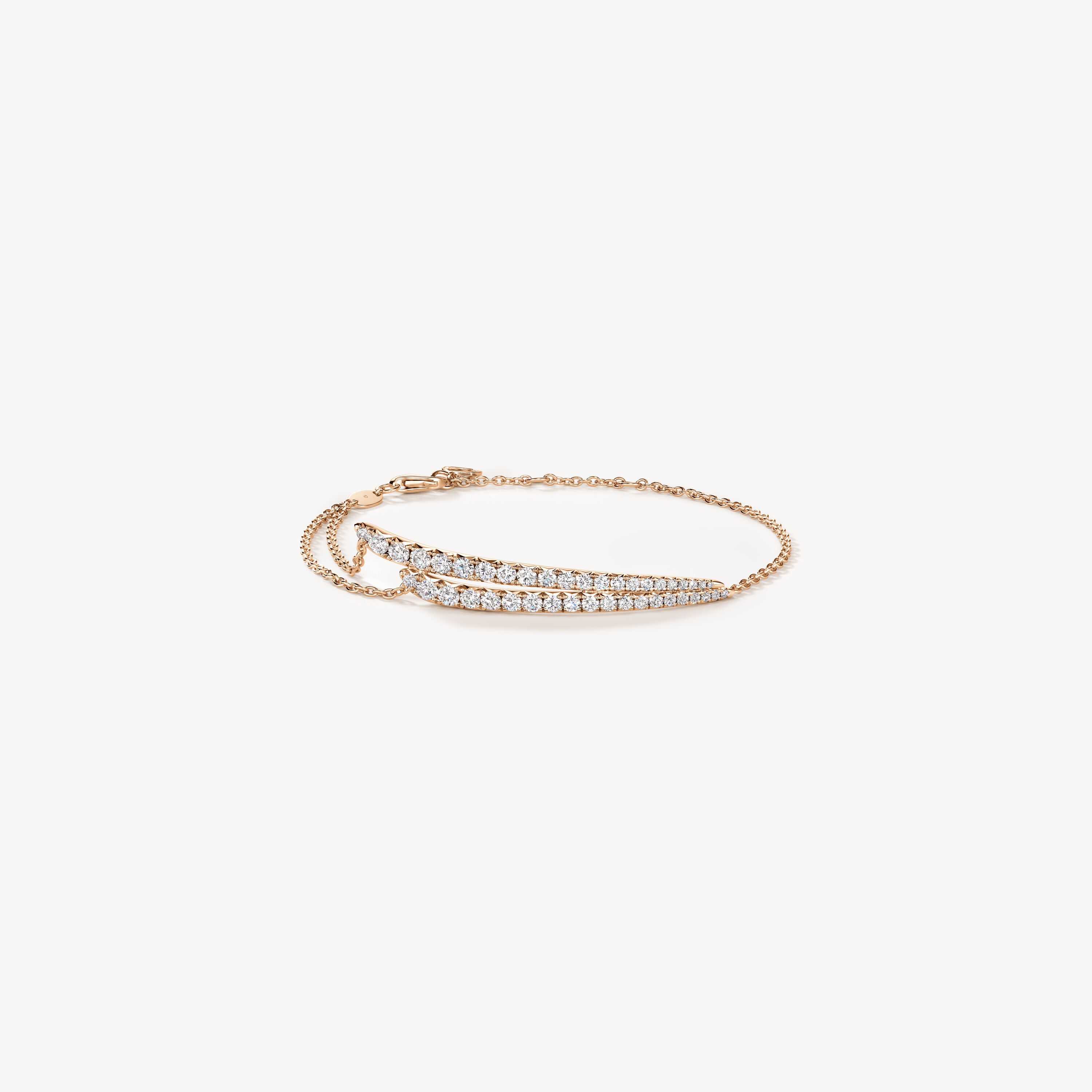 VELA French Cut Pav&eacute; Diamond Bracelet, 18K Rose Gold, large