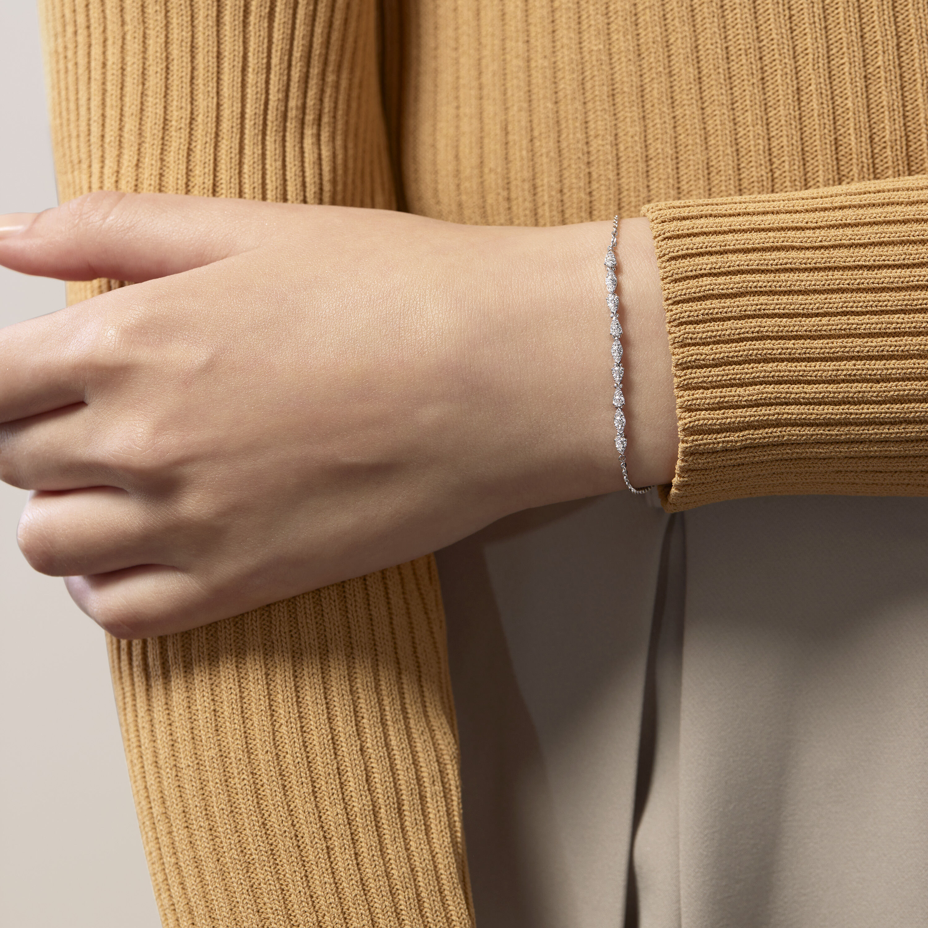 Aerial Dewdrop 鑽石手鏈, 18K 玫瑰金, large