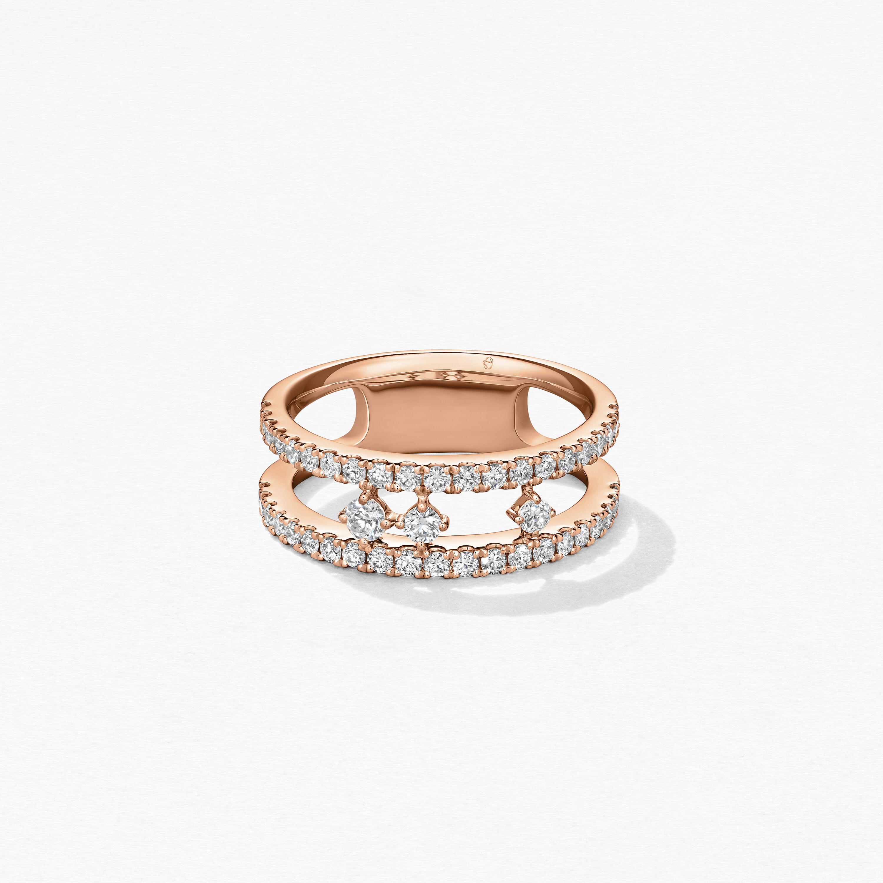 Grace Floating鑽石戒指, 18K 玫瑰金, large