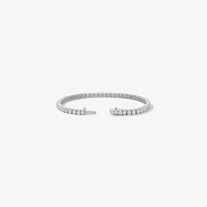 Basic 4-Prong Tennis Bracelet, 18K White Gold, large