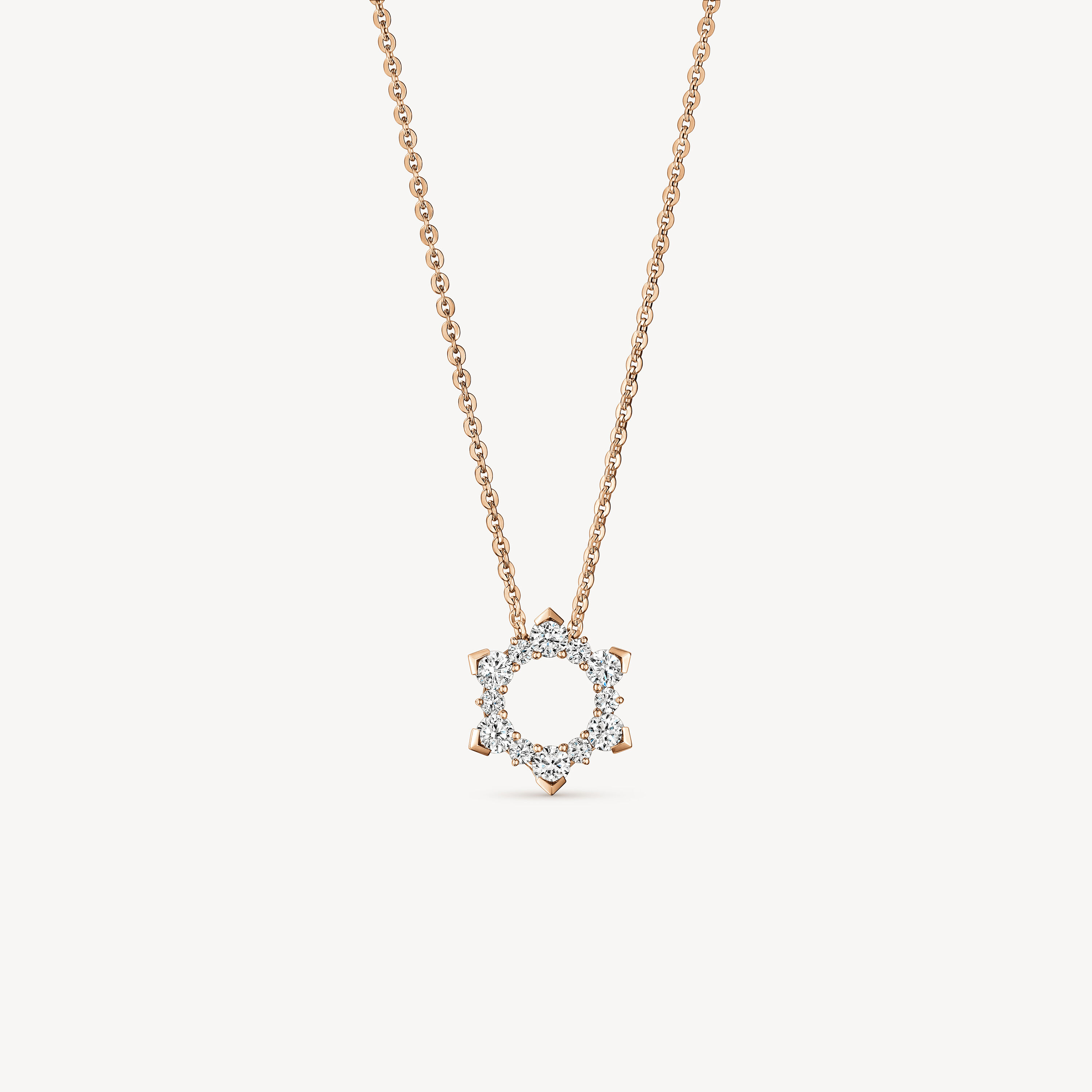 Aerial Open Sunburst 鑽石項鍊, 18K 玫瑰金, large