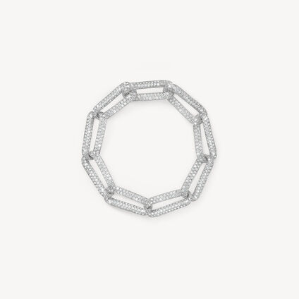 INSIDE/OUT Pav&eacute; Link Bracelet, 18K White Gold, large