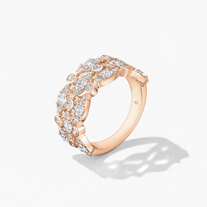 HOF Regal Bezel Triple 鑽石戒指, 18K 玫瑰金, large