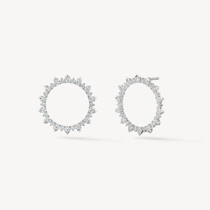 Aerial Open Sunburst Earrings - Large, 18K White Gold, large