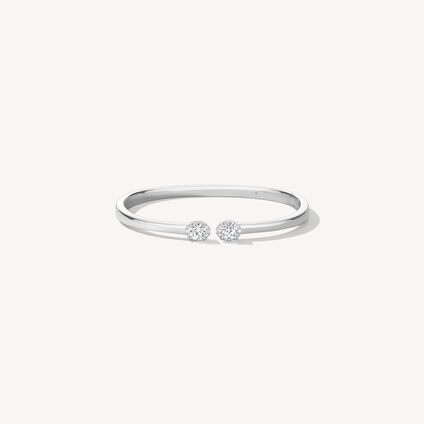Ellipse Diamond Open Bangle, 18K White Gold, large