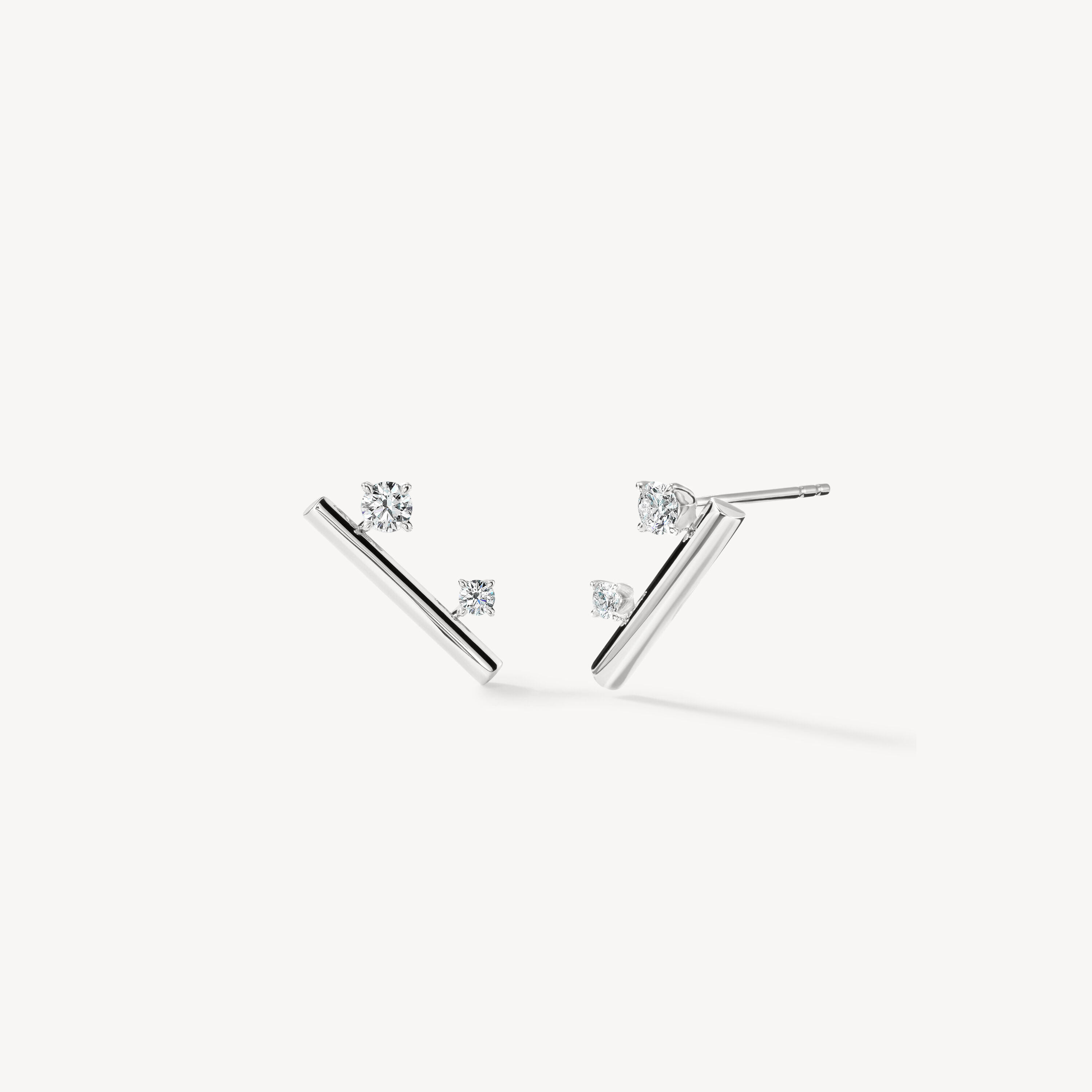 BARRE Floating Diamond Climber Earrings, 18K White Gold, large