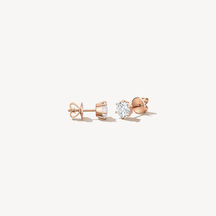 Basic 6-Prong Solitaire Earrings, 18K Rose Gold, large