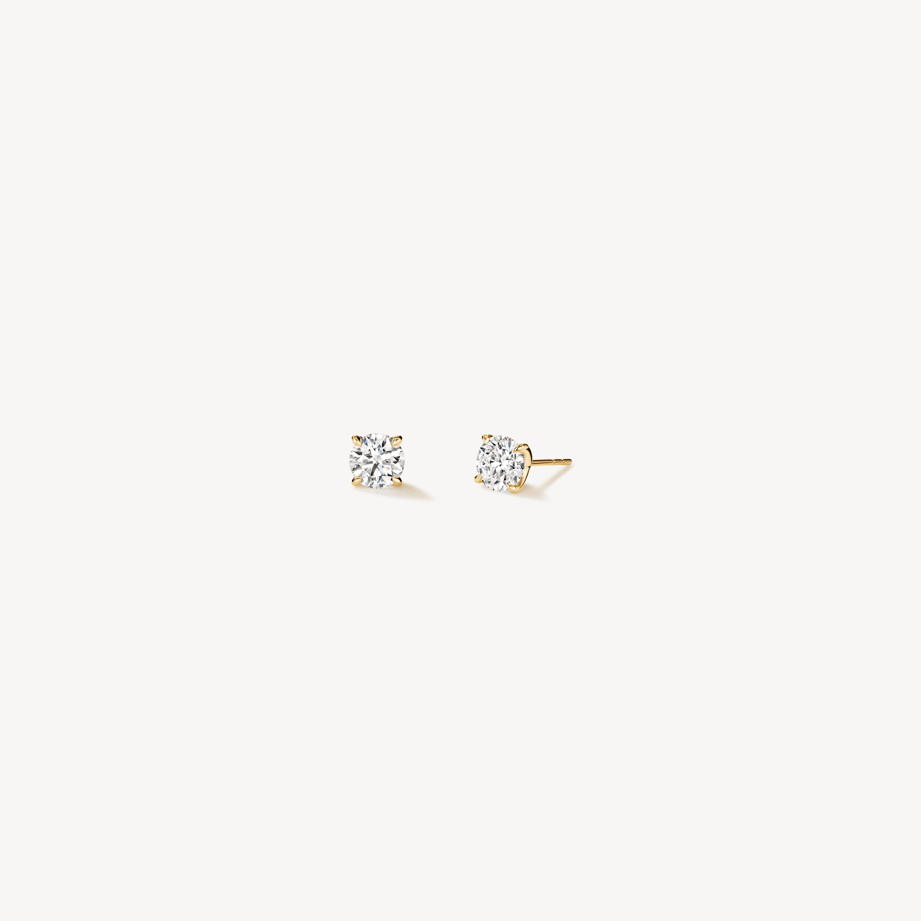 VELA Solitaire Stud Earrings, 18K Yellow Gold, large