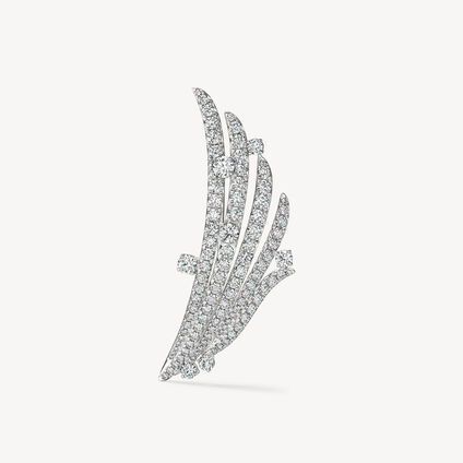 VELA 法式鑲嵌鑽石胸針, 18K 白金, large