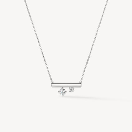BARRE Mini Floating Diamond Pendant Necklace, 18K White Gold, large