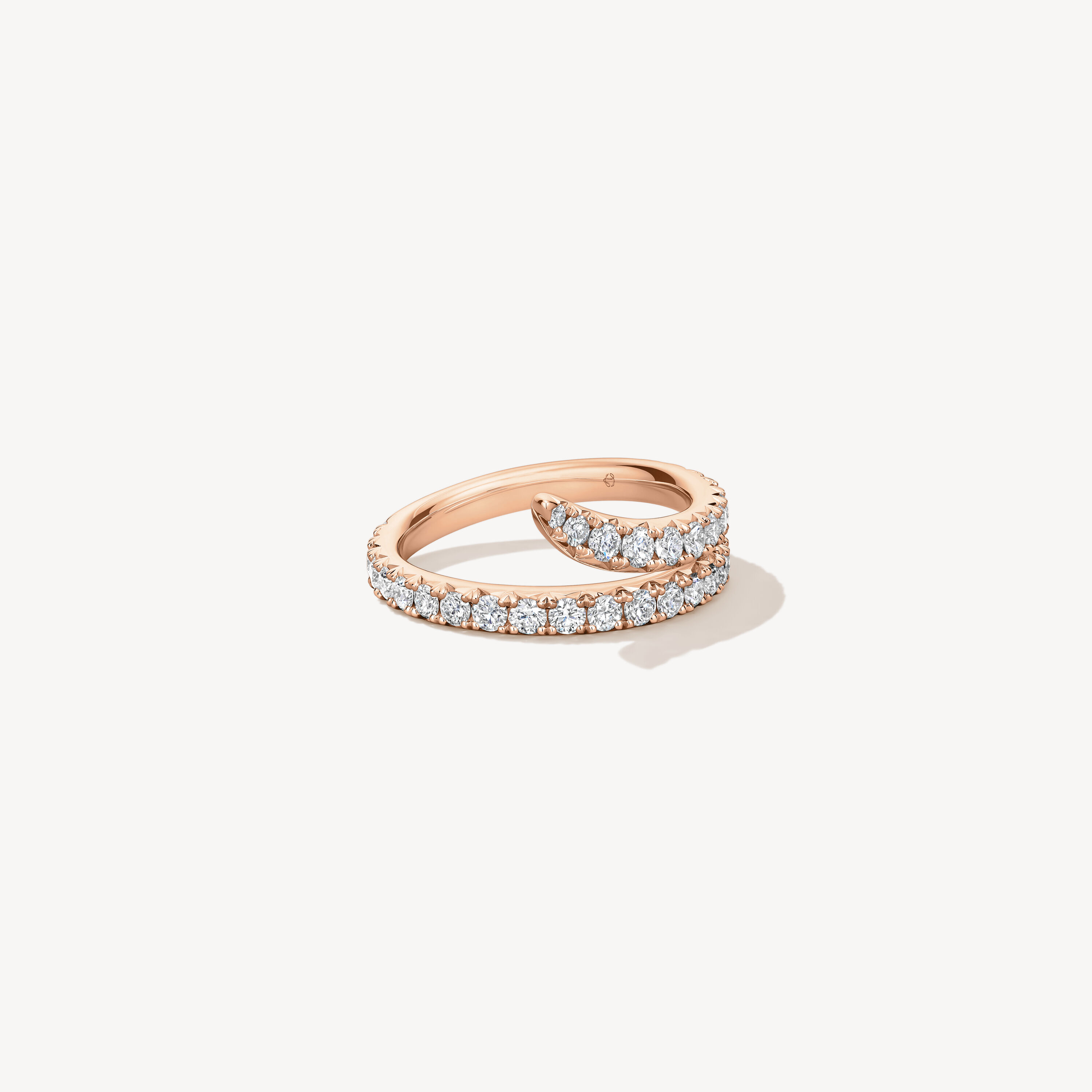 VELA Double Row Pav&eacute; Ring, 18K Rose Gold, large