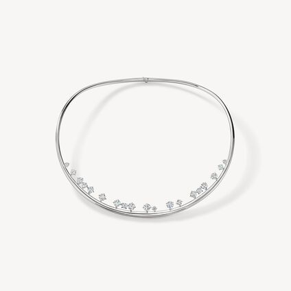Barre Floating 鑽石鎖骨鍊, 18K 白金, large